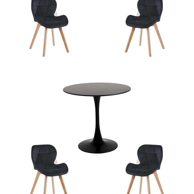 Comedor Mesa Redonda Tulip  + Sillas Radar Velvet 6