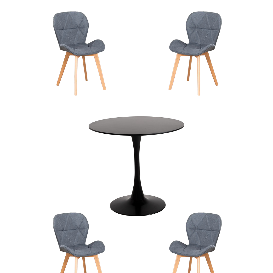 Comedor Mesa Redonda Tulip  + Sillas Radar Velvet 8