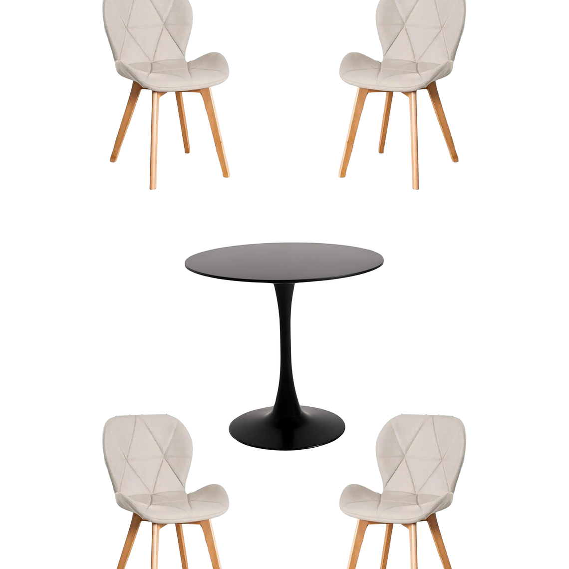 Comedor Mesa Redonda Tulip  + Sillas Radar Velvet 10