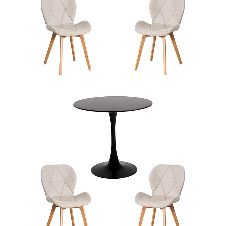 Comedor Mesa Redonda Tulip  + Sillas Radar Velvet 10