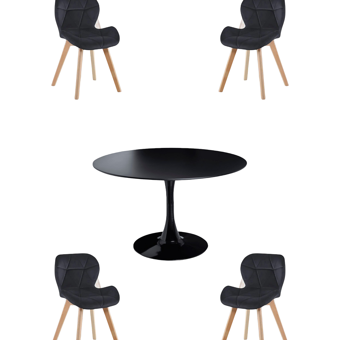 Comedor Mesa Redonda Tulip  + Sillas Radar Velvet 12