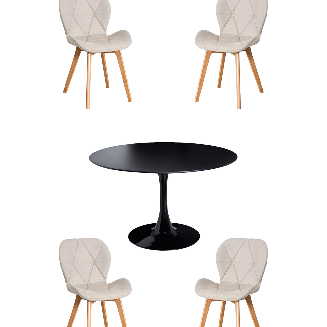 Comedor Mesa Redonda Tulip  + Sillas Radar Velvet 14