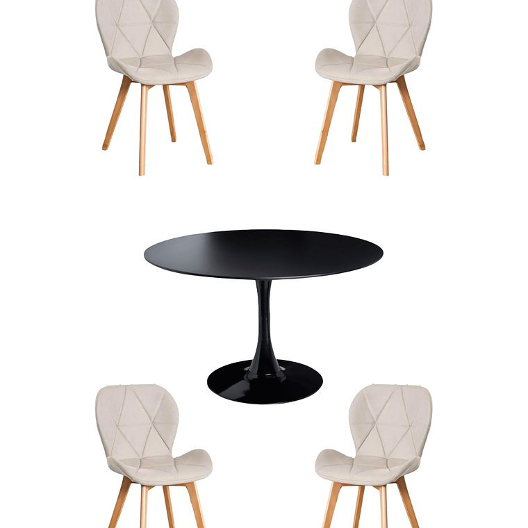 Comedor Mesa Redonda Tulip  + Sillas Radar Velvet 14