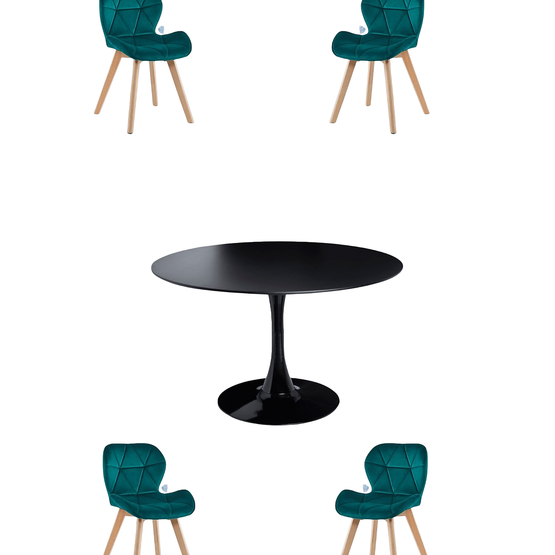 Comedor Mesa Redonda Tulip  + Sillas Radar Velvet 15