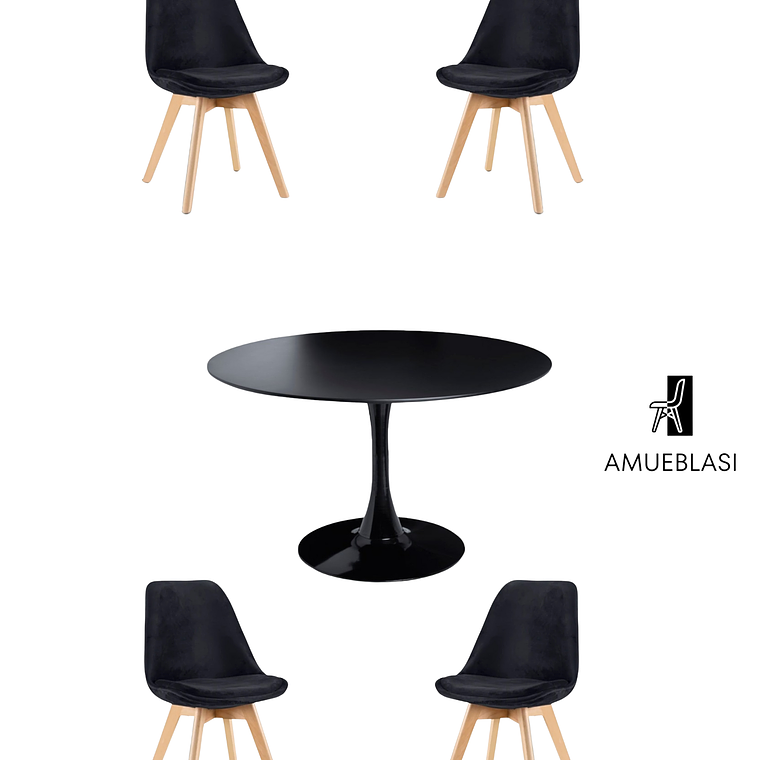 Comedor Mesa Redonda Tulip + Silla Tulip Velvet 5