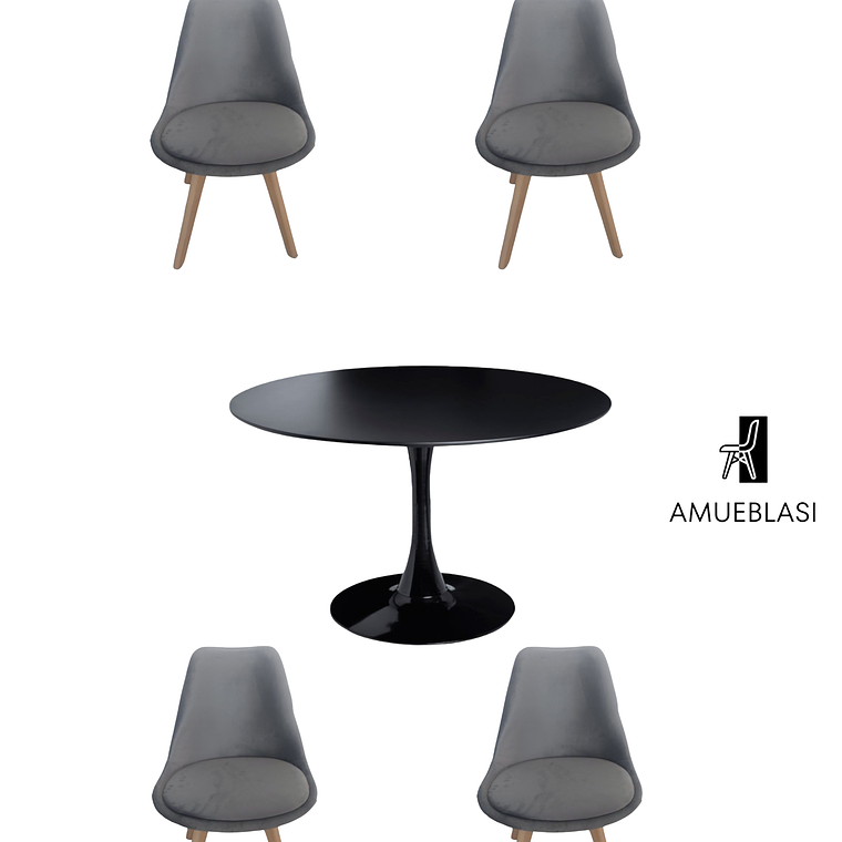 Comedor Mesa Redonda Tulip + Silla Tulip Velvet 7