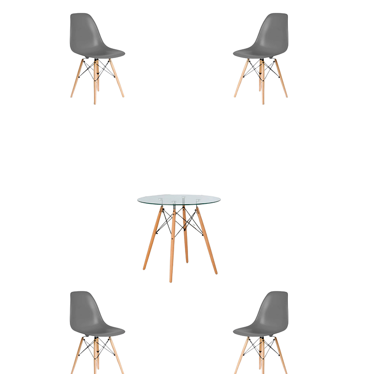 Comedor Mesa Redonda Vidrio Eames + Sillas Eames 6