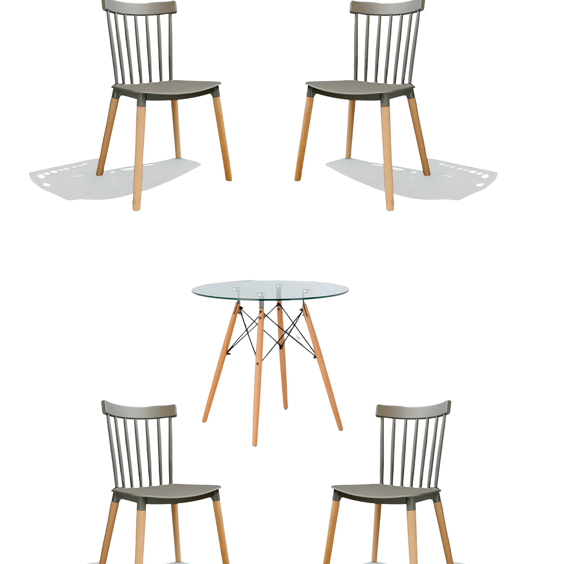 Comedor Mesa Redonda Vidrio Eames + Sillas Windsor 8