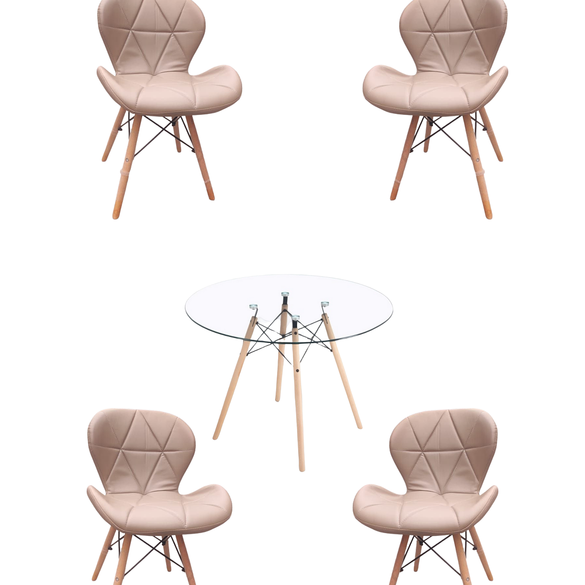 Comedor Mesa Redonda Vidrio Eames + Sillas Radar 2