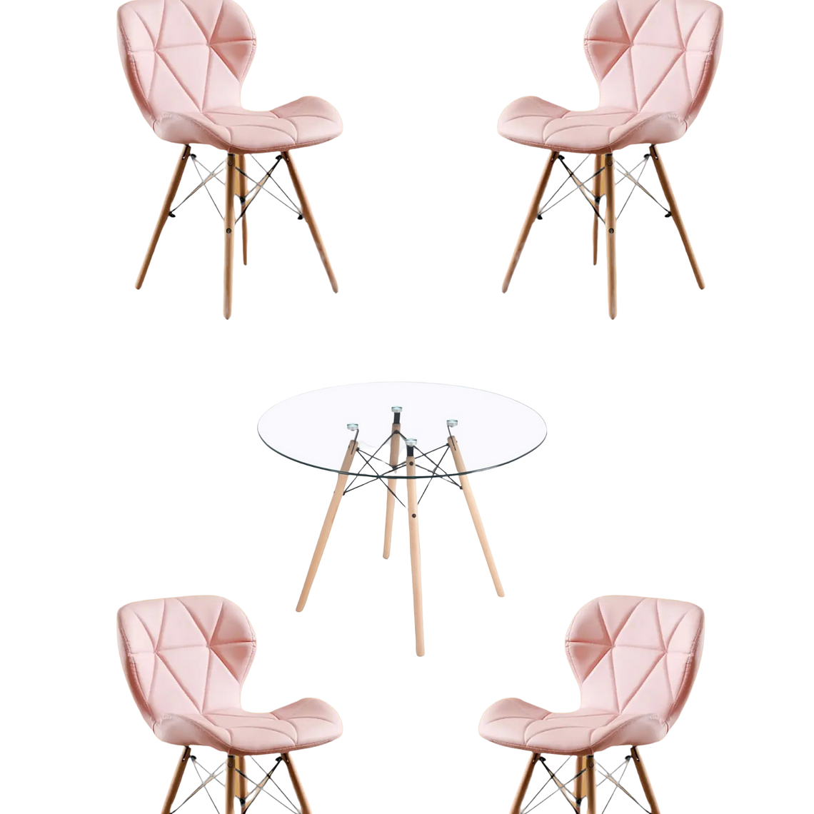 Comedor Mesa Redonda Vidrio Eames + Sillas Radar 3