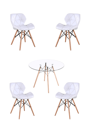 Comedor Mesa Redonda Vidrio Eames + Sillas Radar