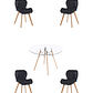 Comedor Mesa Redonda Vidrio Eames + Sillas Radar Velvet - Miniatura 1