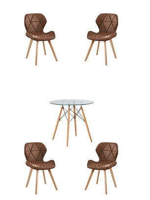 Comedor Mesa Redonda Vidrio Eames + Sillas Radar Fiori