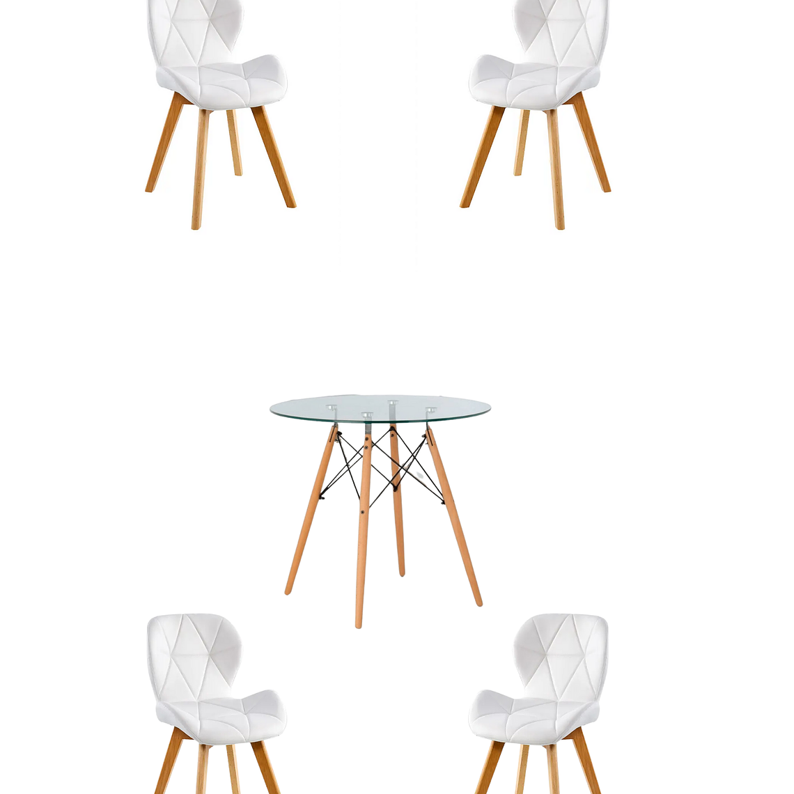 Comedor Mesa Redonda Vidrio Eames + Sillas Radar Fiori 3