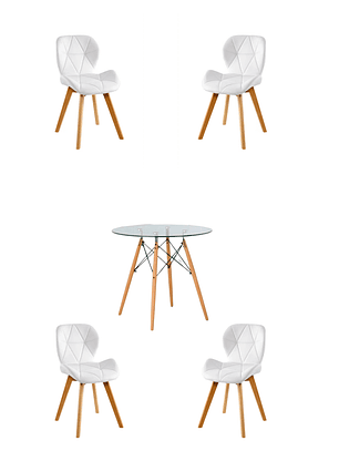 Comedor Mesa Redonda Vidrio Eames + Sillas Radar Fiori