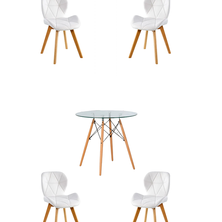 Comedor Mesa Redonda Vidrio Eames + Sillas Radar Fiori 3