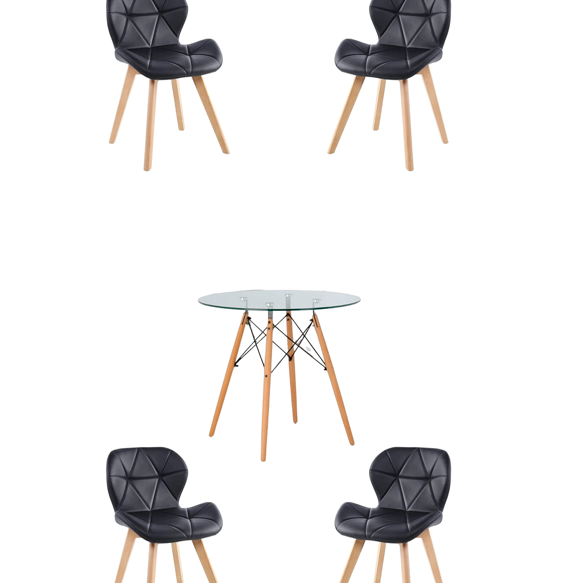 Comedor Mesa Redonda Vidrio Eames + Sillas Radar Fiori 4