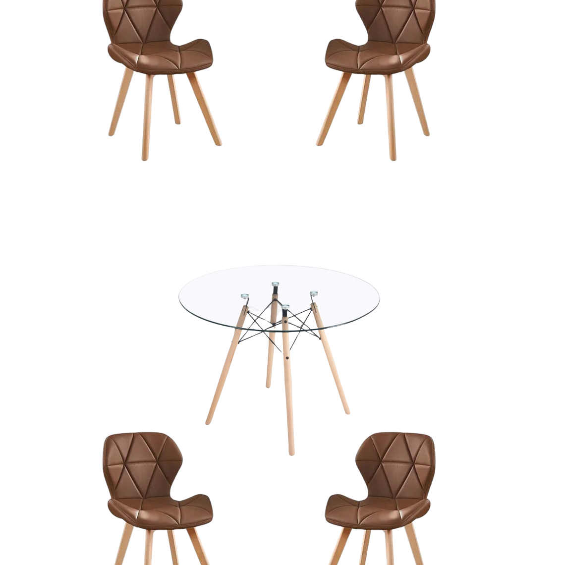 Comedor Mesa Redonda Vidrio Eames + Sillas Radar Fiori 6