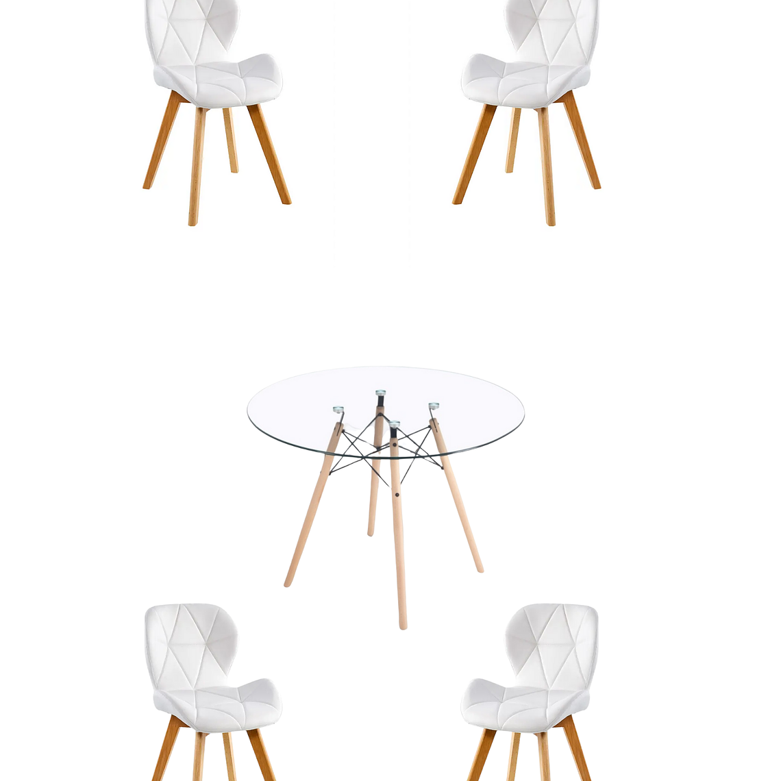 Comedor Mesa Redonda Vidrio Eames + Sillas Radar Fiori 7