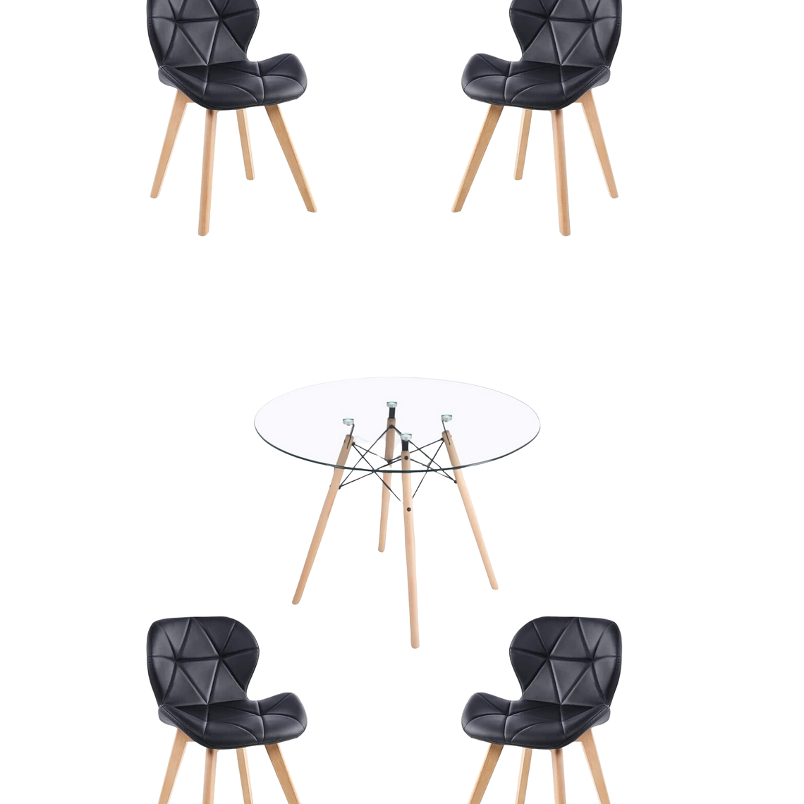 Comedor Mesa Redonda Vidrio Eames + Sillas Radar Fiori 8