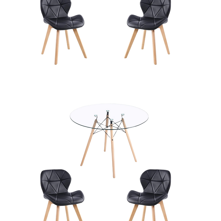 Comedor Mesa Redonda Vidrio Eames + Sillas Radar Fiori 8