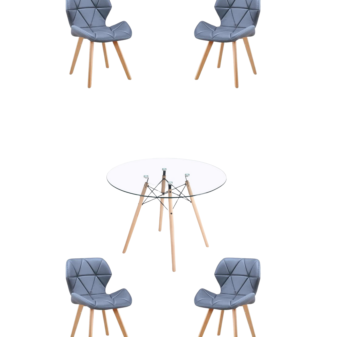 Comedor Mesa Redonda Vidrio Eames + Sillas Radar Fiori 9