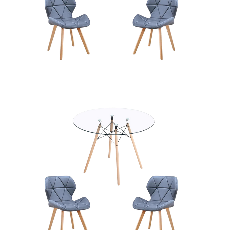 Comedor Mesa Redonda Vidrio Eames + Sillas Radar Fiori 9