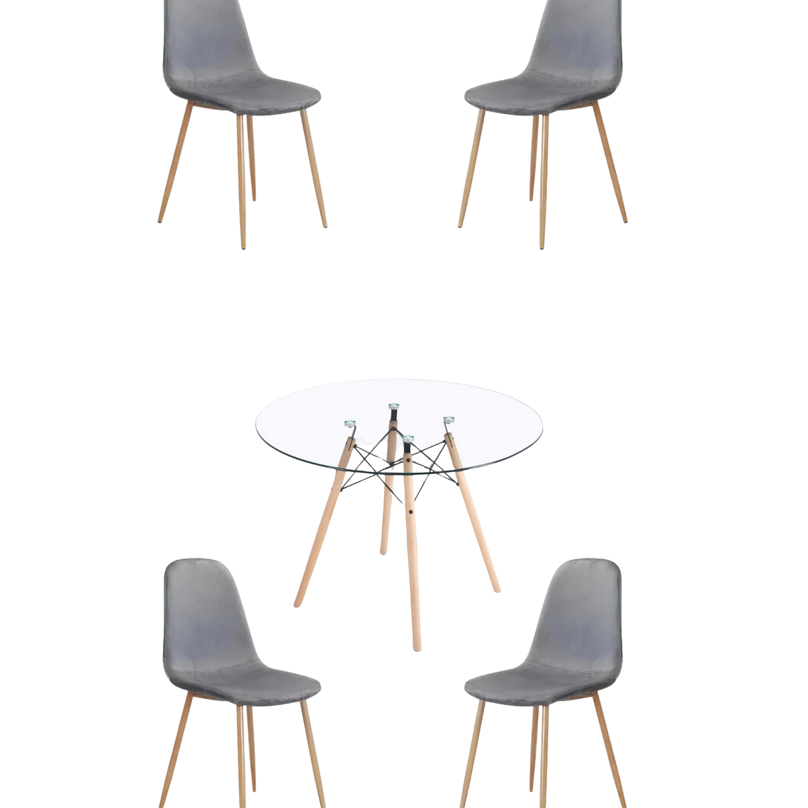 Comedor Mesa Redonda Vidrio Eames + Sillas Scoop 6