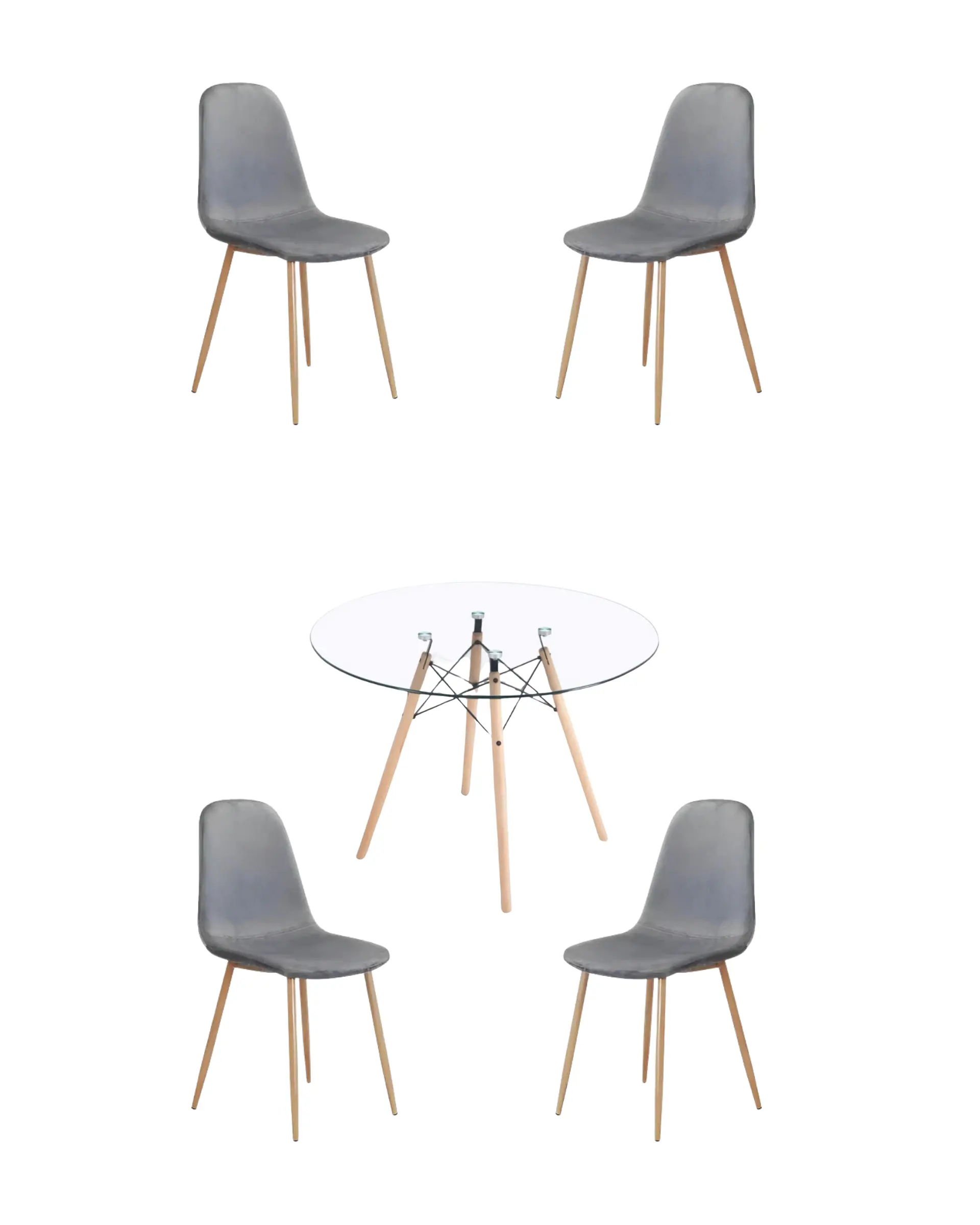 Comedor Redondo Vidrio Eames con Sillas Scoop 6