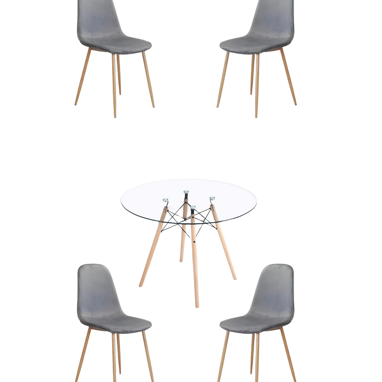 Comedor Mesa Redonda Vidrio Eames + Sillas Scoop 6