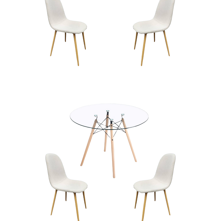Comedor Mesa Redonda Vidrio Eames + Sillas Scoop 4