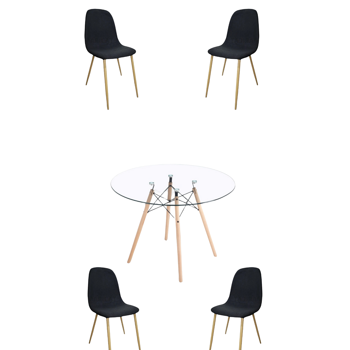 Comedor Mesa Redonda Vidrio Eames + Sillas Scoop 5