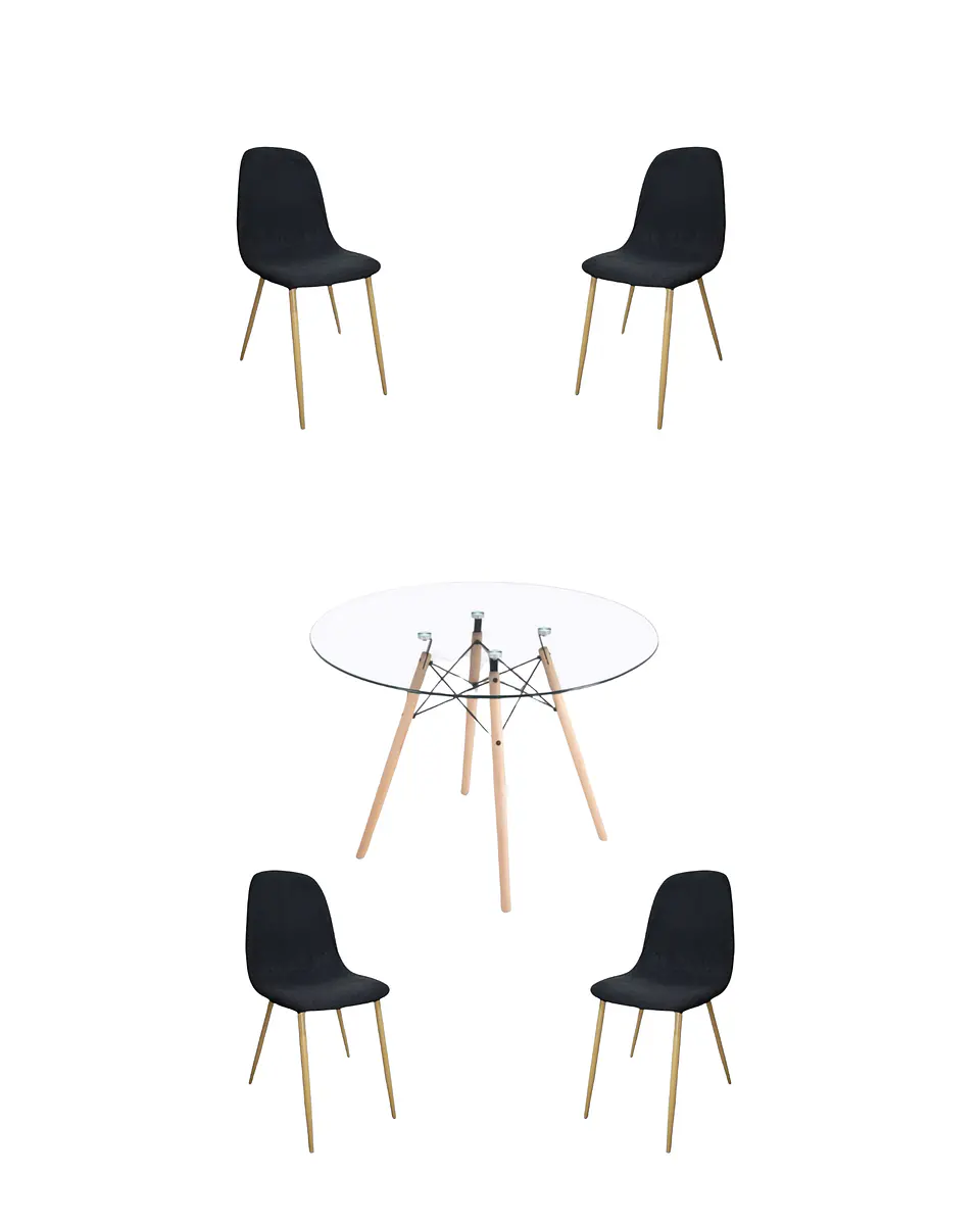 Comedor Redondo Vidrio Eames con Sillas Scoop 5