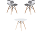 Comedor Mesa Redonda Melamina Eames Blanca + Sillas Patchwork - Miniatura 4