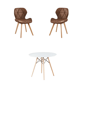 Comedor Mesa Redonda Melamina Eames Blanca + Sillas Radar Fiori