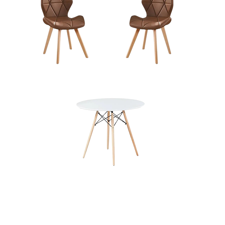 Comedor Mesa Redonda Melamina Eames Blanca + Sillas Radar Fiori 2