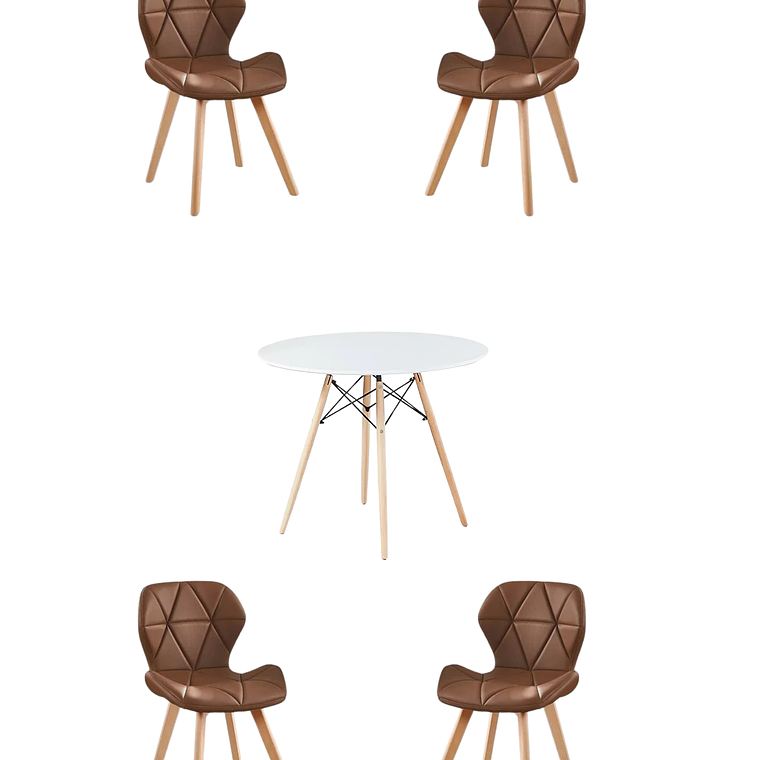 Comedor Mesa Redonda Melamina Eames Blanca + Sillas Radar Fiori 3