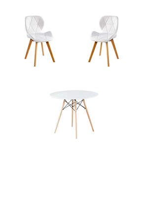 Comedor Mesa Redonda Melamina Eames Blanca + Sillas Radar Fiori