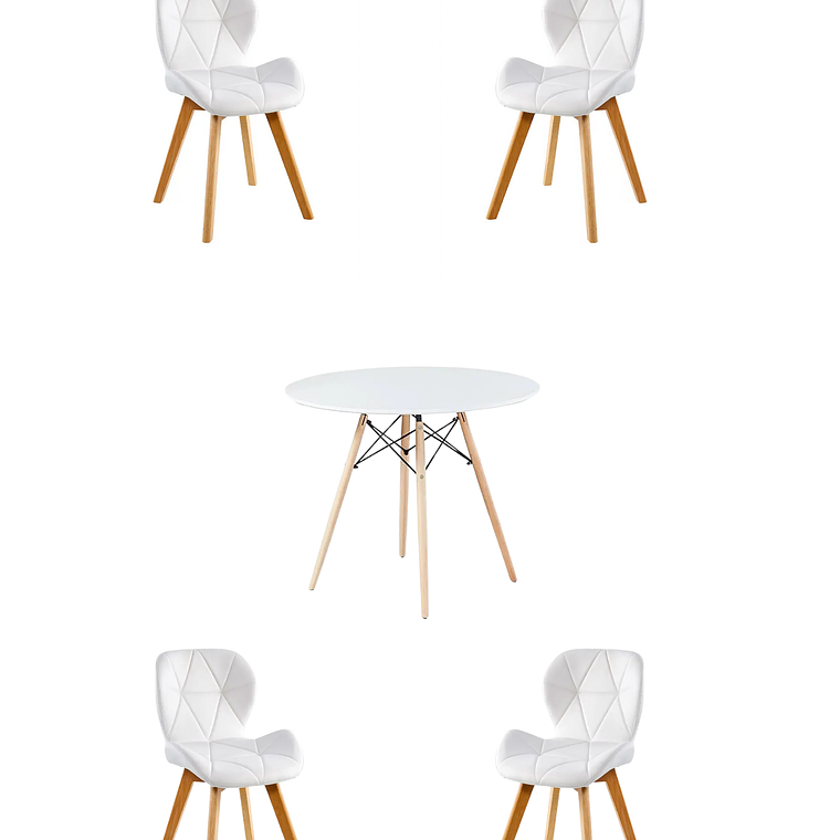 Comedor Mesa Redonda Melamina Eames Blanca + Sillas Radar Fiori 5