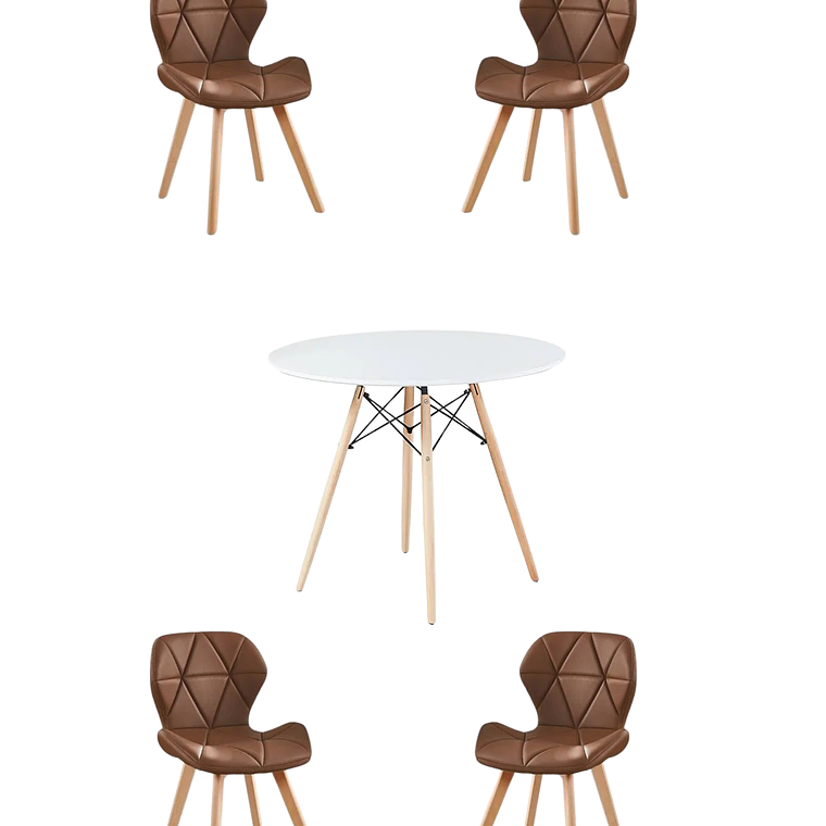 Comedor Mesa Redonda Melamina Eames Blanca + Sillas Radar Fiori 9