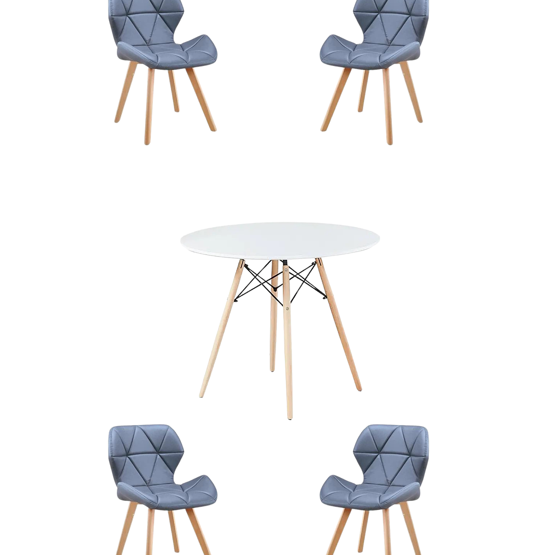 Comedor Mesa Redonda Melamina Eames Blanca + Sillas Radar Fiori 12