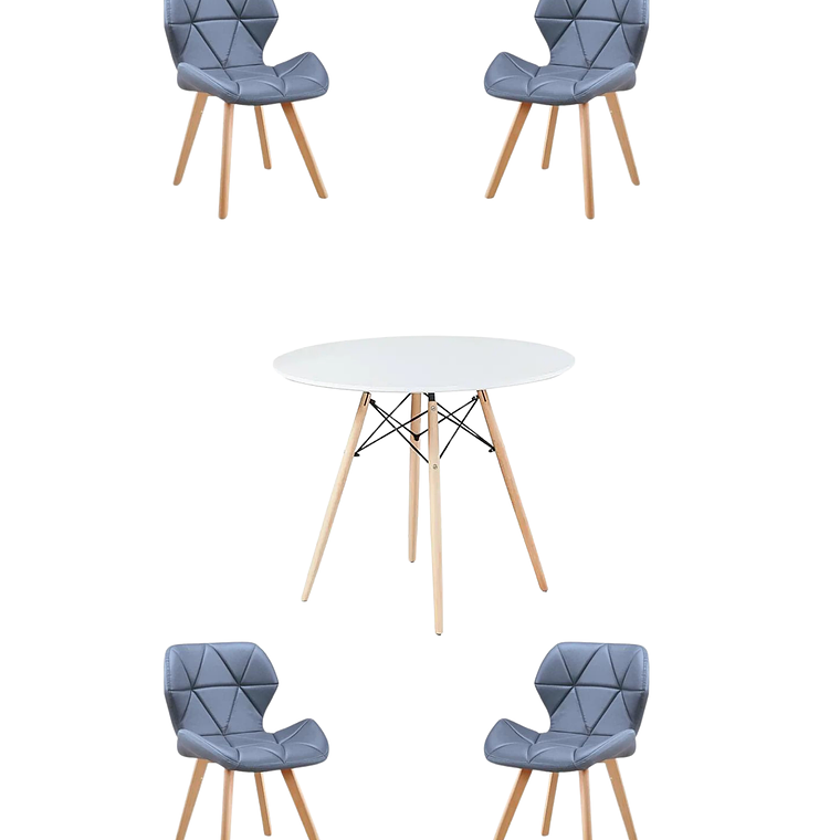 Comedor Mesa Redonda Melamina Eames Blanca + Sillas Radar Fiori 12