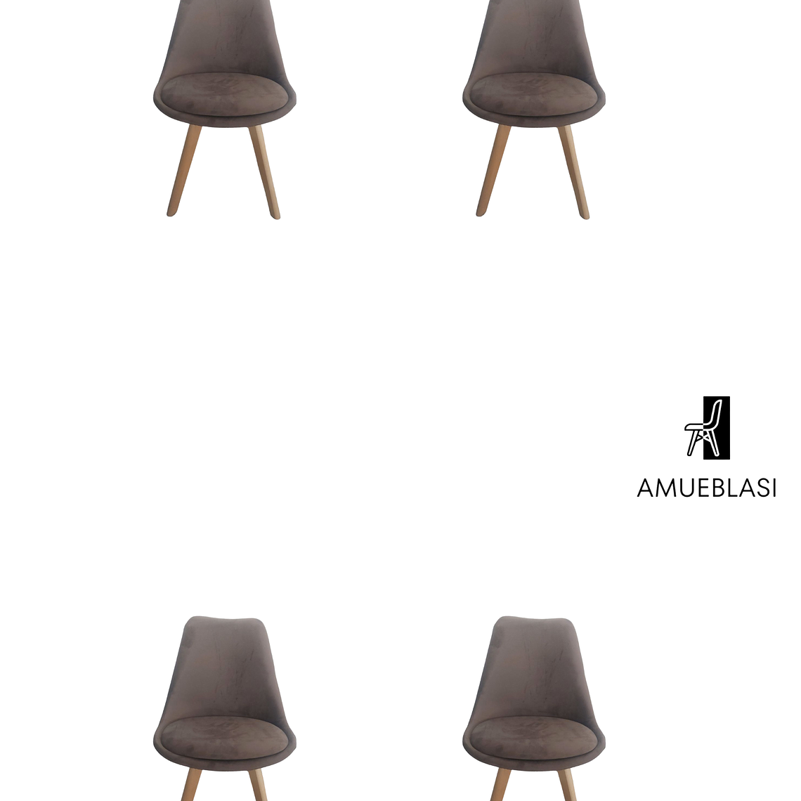 Comedor Mesa Redonda Melamina Eames Blanca + Sillas Tulip Velvet 2