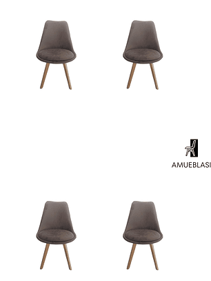 Comedor Mesa Redonda Melamina Eames Blanca + Sillas Tulip Velvet