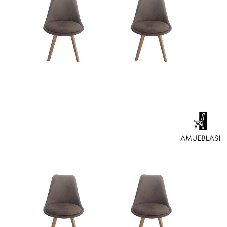 Comedor Mesa Redonda Melamina Eames Blanca + Sillas Tulip Velvet 2