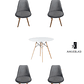 Comedor Mesa Redonda Melamina Eames Blanca + Sillas Tulip Velvet - Miniatura 3