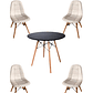  Comedor Mesa Redonda Melamina Eames Negra + Sillas Buckle - Miniatura 1