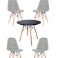  Comedor Mesa Redonda Melamina Eames Negra + Sillas Buckle - Miniatura 4