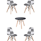 Comedor Mesa Redonda Melamina Eames Negra + Sillas Patchwork - Miniatura 4