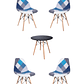 Comedor Mesa Redonda Melamina Eames Negra + Sillas Patchwork - Miniatura 2